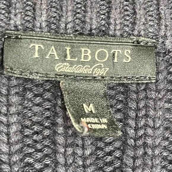 Talbots navy‎ long sleeve zip cardigan sweater, size medium - Picture 4 of 11